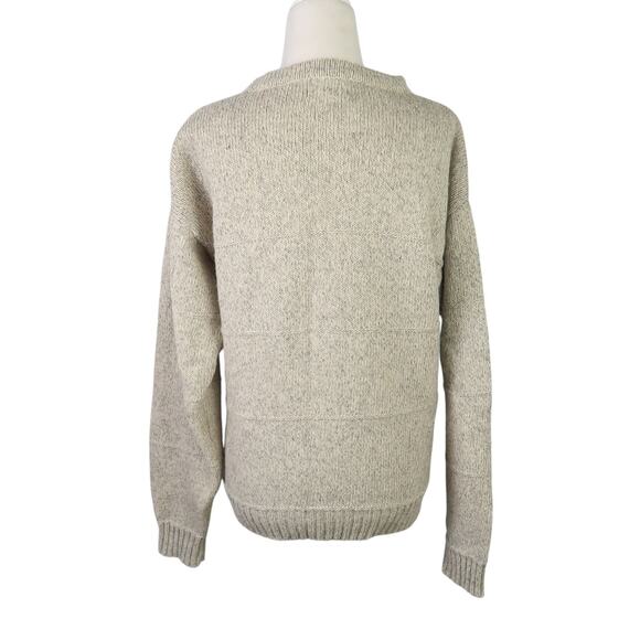 Vintage 80s Woolrich oatmeal cream snowflake wool cardigan sweater M - Picture 4 of 6